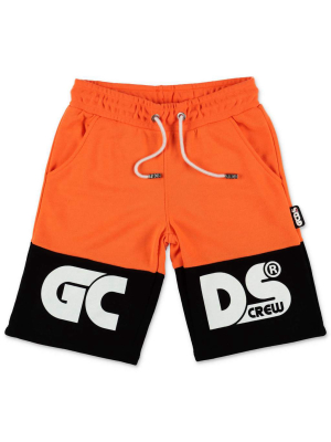 Gcds Kids Logo Printed Two-tone Shorts