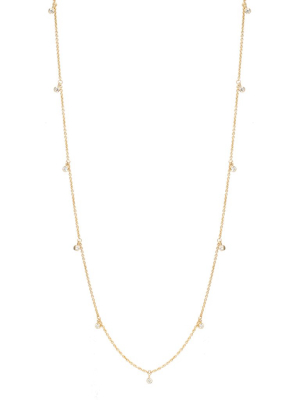 14k Long 11 Dangling Diamond Necklace