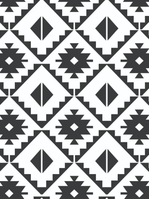 Southwest Tile Peel-and-stick Wallpaper In Black And White By Nextwall