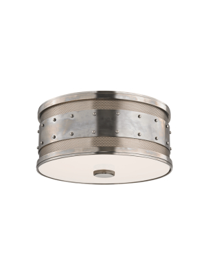 Hudson Valley Lighting Gaines 2-bulb Ceiling Lamp - Historic Nickel & Clear Outside Frosted Inside