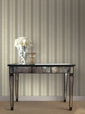 Imperial Stripe Wallpaper In Silver From The Caspia Collection By Wallquest