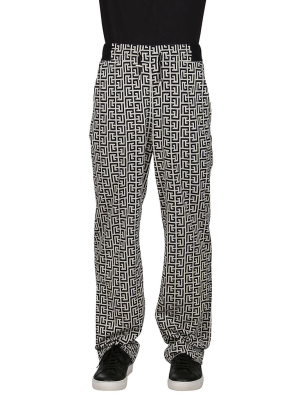 Balmain Monogram Pattern Drawstring Trousers