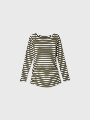 Maternity Long Sleeve Boat Neck Side Shirred T-shirt - Isabel Maternity By Ingrid & Isabel™