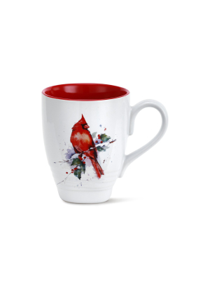 Demdaco Cardinal And Holly Holiday Mug