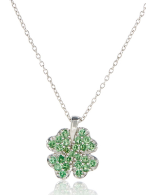 Green Garnet Four-leaf Clover Pendant Necklace