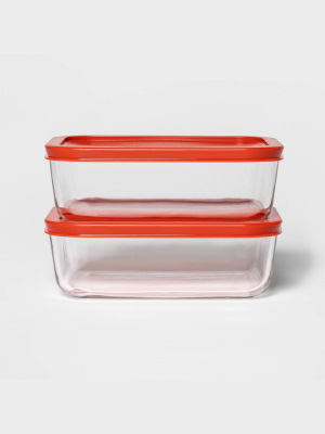 4 Cup 2pk Rectangular Food Storage Container Set - Room Essentials™