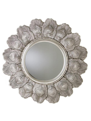 Global Views Peacock Feather Mirror - Silver