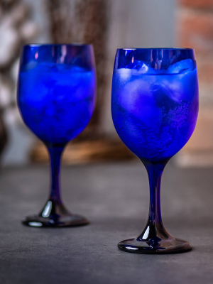 Libbey Glass Goblets 11.5oz Blue - Set Of 12