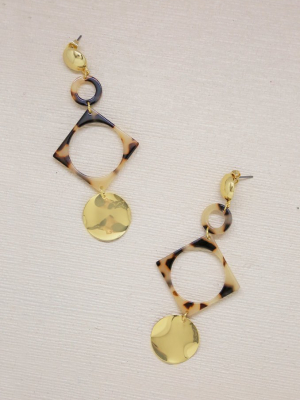 Light Tortoise Shell Resin Cutout 18k Gold Plated Earrings