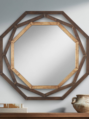 Uttermost Two-tone Bronze 32" Openwork Octagonal Wall Mirror