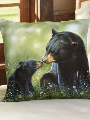 Lakeside Black Bear Throw Pillow - Decor Accent For Couch With Natural Theme - 16"