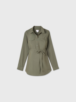 Maternity Long Sleeve Utility Shirt - Isabel Maternity By Ingrid & Isabel™ Olive Green