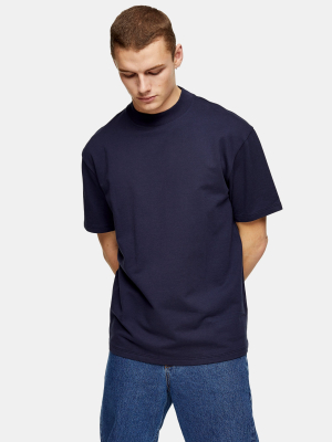 Navy Oversized High Neck T-shirt