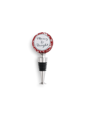 Demdaco Merry & Bright Bottle Stopper 5 X 2 - Red