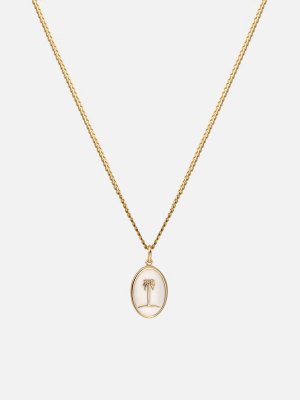 Mini Palm Necklace, Gold Vermeil/off-white