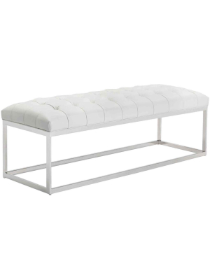 Sutton Leather Bench, White