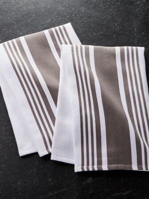 Cuisine Stripe Grey Dish Towels, Set Of 2