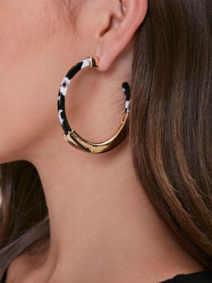 Marble Open-ended Hoop Earrings