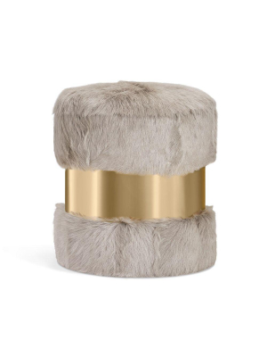 Interlude Home Scarlett Stool - Polished Brass & Gray