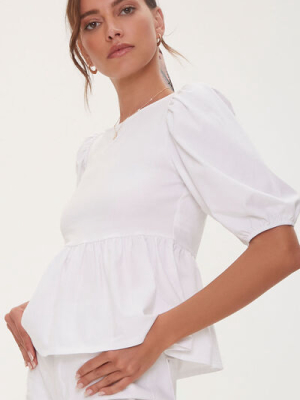 Shirred Peasant Sleeve Boxy Tee