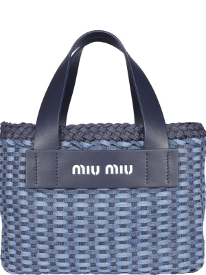 Miu Miu Intreccio Denim Top Handle Bag