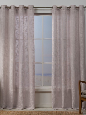 Set Of 2 Sena Two Way Slub Yarn Sheer Grommet Top Curtain Panel - Exclusive Home