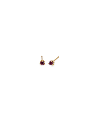 14k Small Garnet Prong Studs | January Birthstone