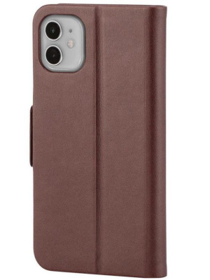 Monoprice Iphone 11 (6.1) Pu Leather Wallet Case - Chocolate - Magnetic Cover, Integrated Stand, With Built-in Card Slots - Form Collection