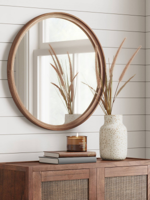 26" Classic Round Wood Mirror Natural - Threshold™