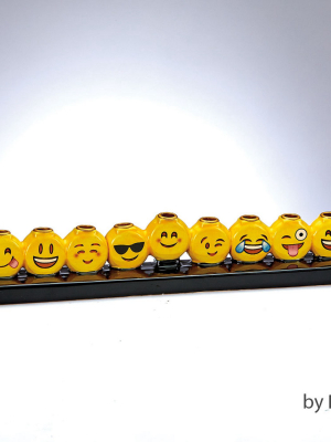 Rite Lite 10.75" Hanukkah Emoji Hand Painted Ceramic Menorah - Yellow/black