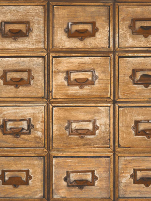 Library Card Catalog Peel-and-stick Wallpaper In Tawny By Nextwall