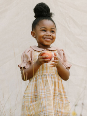 Nellie Quats Conkers Pinafore - Hay Plaid Linen