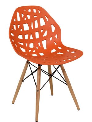 Akira Orange Chair With Dowel Legs