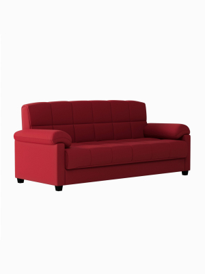 Maurice Microfiber Pillow Top Arm Convert-a-couch Futon Sofa Sleeper - Handy Living+d50