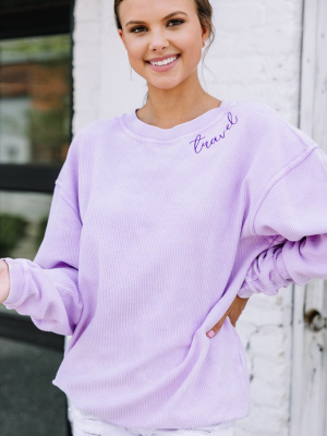 Travel Lilac Purple Graphic Corded Sweatshirt