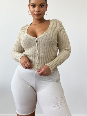 Plus Beige Skinny Fit Cardigan