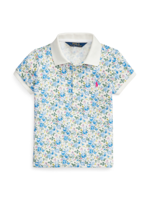 Floral Stretch Mesh Polo Shirt