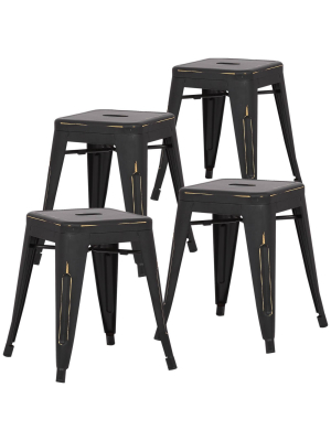 Set Of 4 18" Franco Industrial Stool - Poly & Bark