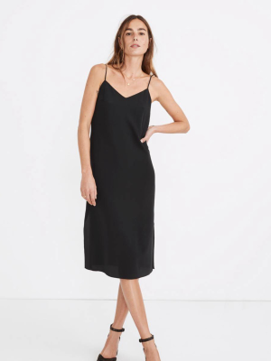 Silk Eva Side-slit Slip Dress