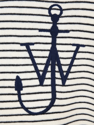 Jw Anderson Pom Pom Striped Knitted Hoodie