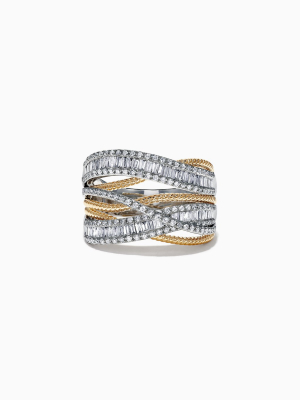 Effy Duo 14k 2 Tone Gold Diamond Crossover Ring, 1.09 Tcw