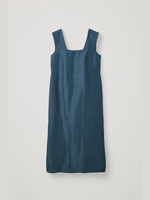 Linen-silk Dress With Back Ties