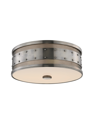 Hudson Valley Lighting Gaines 3-bulb Ceiling Lamp - Historic Nickel & Clear Outside Frosted Inside