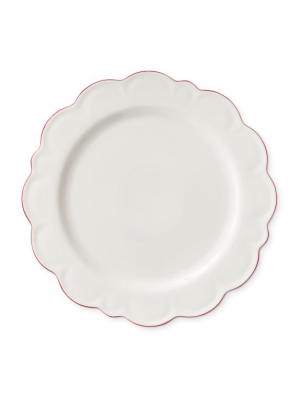 Aerin Scalloped Charger Plate, Red Rimmed
