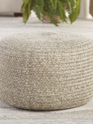 Santa Rosa Indoor/outdoor Pouf In Gray & Cream