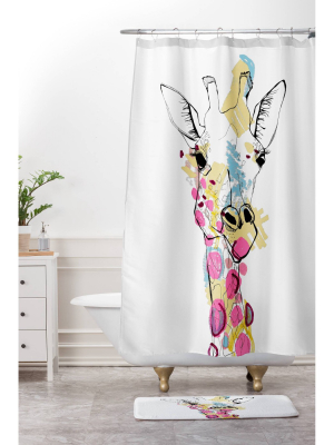 Giraffe Shower Curtain Ivory - Deny Designs