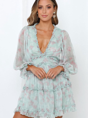 Ruffle Bishop Sleeve Floral V Neck Beach Chiffon Dress