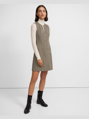 Seamed Volume Dress In Herringbone Knit