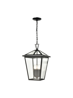 Main Street 4-light Outdoor Pendant In Black With Clear Glass Enclosure