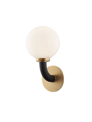 Hudson Valley Lighting Werner Sconce - Aged Brass & Black & Opal